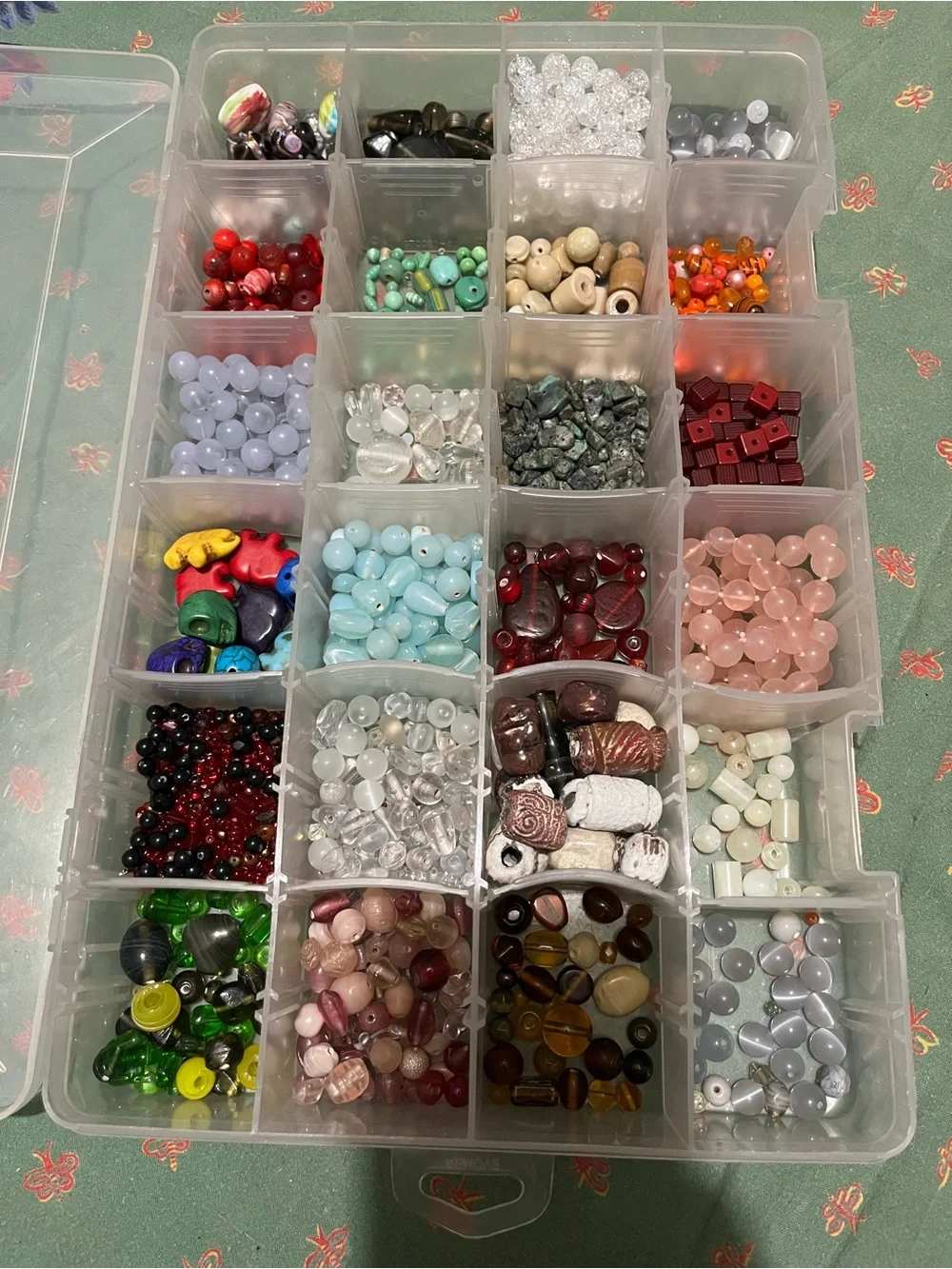 Clear Plastic Compartment Organizer Box - Multi-Color Bead Storage